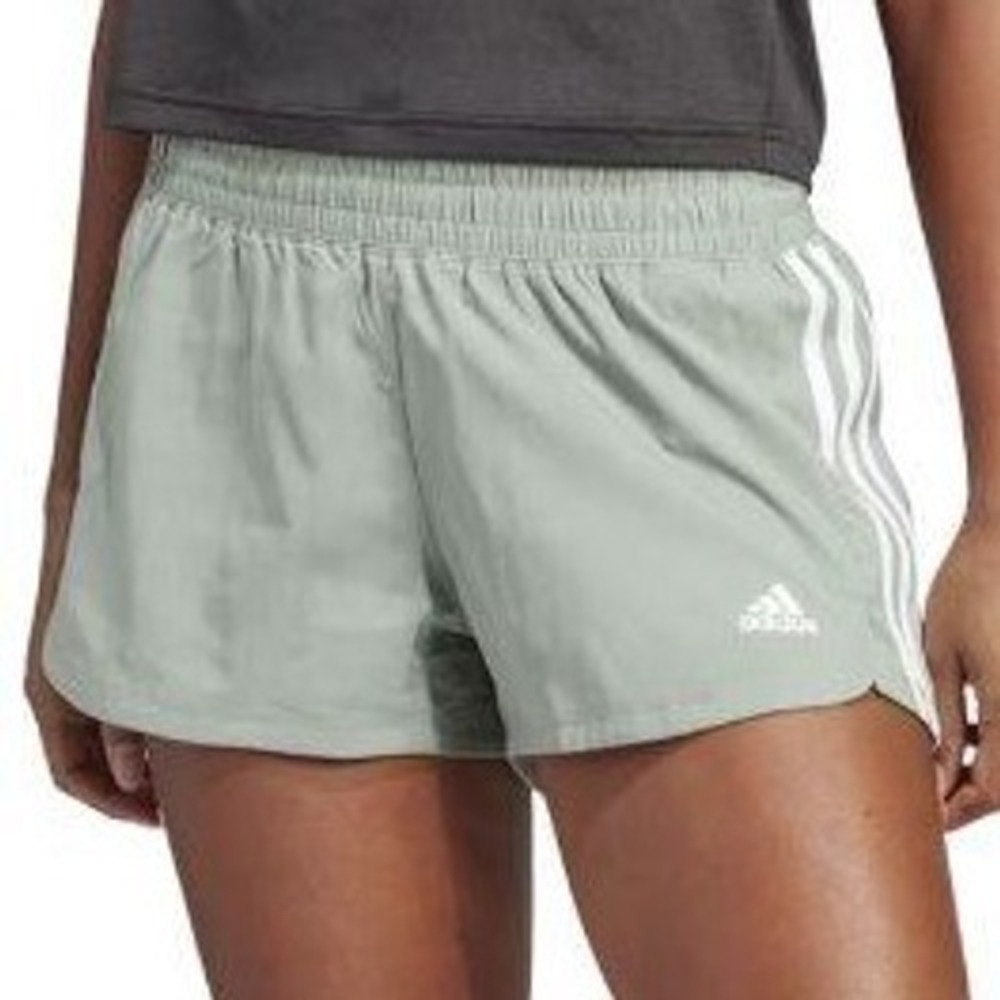 Adidas Pacer 3 Stripes Woven Shorts Womens XL Silver Green/White NWT